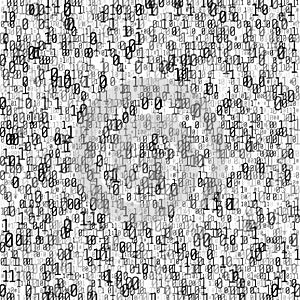 Black binary code on white background. Algorithm binary, data co