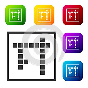 Black Bingo icon isolated on white background. Lottery tickets for american bingo game. Set icons in color square