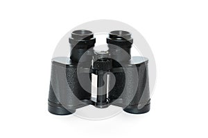Black binoculars isolated on w