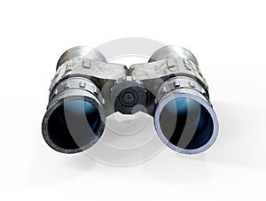 Black binoculars isolated on white background. 3d rendering