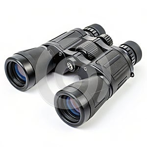 Black binoculars isolated on white background