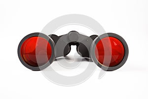 Black binoculars isolated on white background