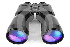 Black binoculars on white background