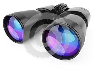 Black binoculars on white background