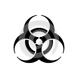 Black biological hazard icon, biohazard symbol isolated on a white background.