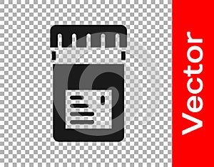 Black Biologically active additives icon isolated on transparent background. Vector