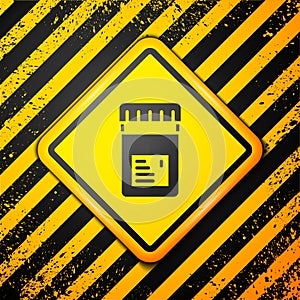 Black Biologically active additives icon isolated on yellow background. Warning sign. Vector