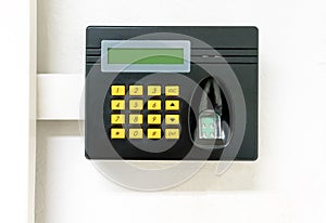 Black biometric scan with laser fingerprint sensor and digital s