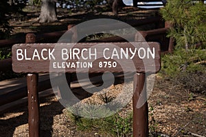 Black Birch Canyon Overlook Sign