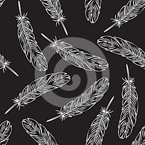 Black Bird Feather Seamless Pattern