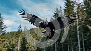High-speed Raven Flight: Supernatural Realism In 8k Backlit Photography