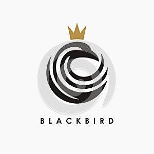 Black bird unique abstract symbol