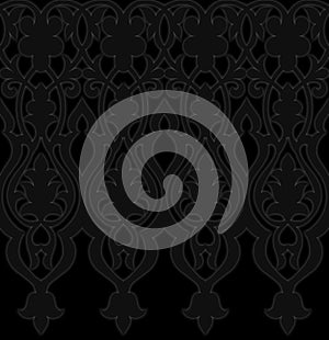 Black on black Damask pattern ornamental background