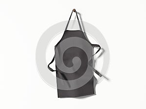Black blank apron hanging. 3d rendering