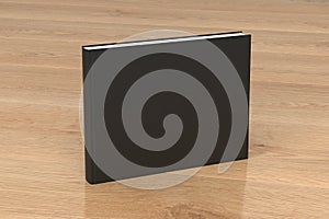 Black blank book textured cover with landscape orientation