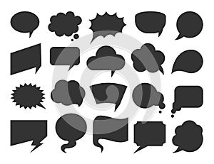 Black blank comic speech bubbles flat web icon set
