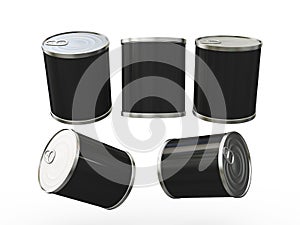 Black blank label food can with pull tab, clipping path included