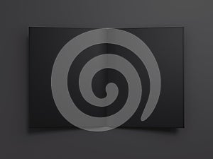Black blank opened book. 3d rendering