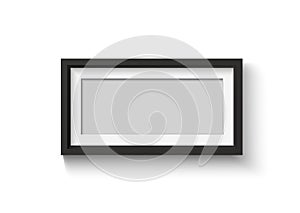 Black blank photo frame set. Vector empty pictures on wall. Square and rectangle art gallery poster