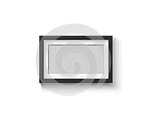 Black blank photo frame set. Vector empty pictures on wall. Square and rectangle art gallery poster