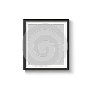 Black blank photo frame set. Vector empty pictures on wall. Square and rectangle art gallery poster