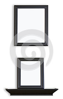 Black Blank Picture Frames and Shelf