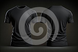 Black blank T-shirt template on invisible mannequin