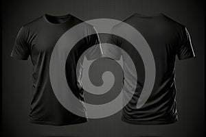 Black blank T-shirt template on invisible mannequin