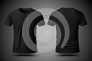 Black blank T-shirt template on invisible mannequin