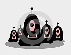 Black blob alien monsters