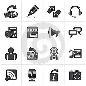 Black Blogging, communication and social network icons