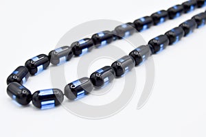 Black and blue beads sequenced, short rosary, tespih tesbih