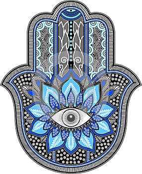 Black and blue hamsa design