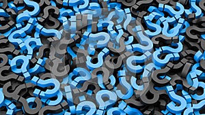 Black and blue question marks