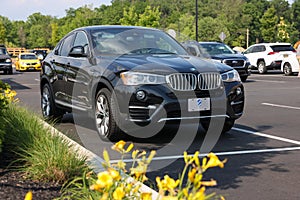 A black BMW X4, a compact luxury crossover SUV parked in a parking lot