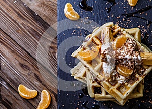 Black board with Viennese waffles