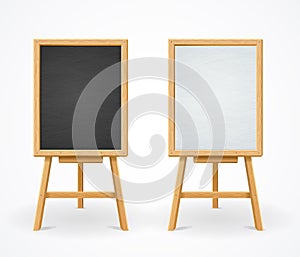 Black Board and White Set On Easel Front View