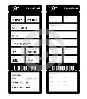 Black boarding card