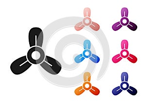 Black Boat propeller, turbine icon isolated on white background. Set icons colorful. Vector