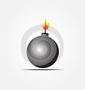 Black bomb icon about to explode with burning wick