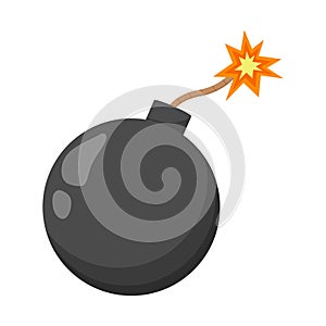 Black bomb isolated on white background. Flat vector Illustration