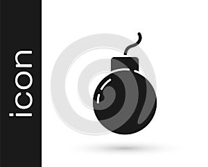 Black Bomb ready to explode icon isolated on white background. Vector
