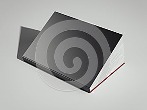 Black book with blank cover on white background. 3d rendering.