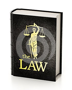 Black book entitled the law. 3D illustration