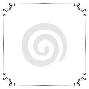 Black Border ornament pattern frame isolated on white background. Decorative Line Border Frame