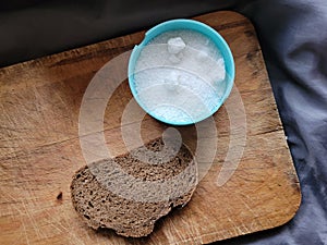 black borodino bread on a wooden background