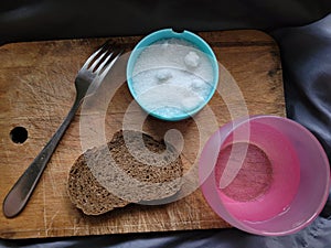 black borodino bread on a wooden background