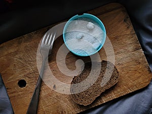 black borodino bread on a wooden background