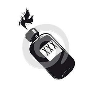 Black bottle with booze clipart