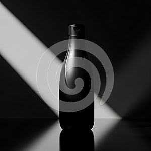Black Bottle on Dark Background